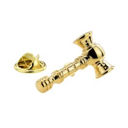 Gold Plated Gavel Lapel Pin Badge