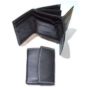 Real Leather Mini Wallet & Coin Purse with Feature Stitching