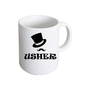 Usher Top Hat & Moustache Design Wedding Ceramic Mug