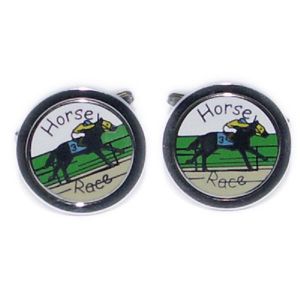 Horse racing Jockey on horseback Equestrian Cufflinks