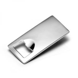 Silver Coloured Bottle opener in card box (engravable)
