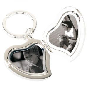 Silver Plated Heart Locket Keyring (engravable)