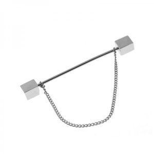 Rhodium Plated Square End Collar Pin