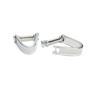 Rhodium Plated Clip Style Wrap Round Style Cufflinks