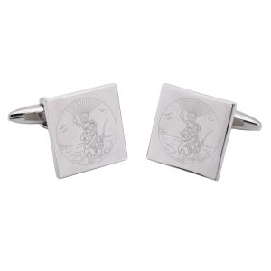 St Christopher Engraved Cufflinks