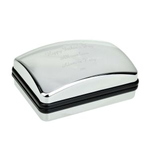 Engravable De Luxe Large Lightweight Silver Cufflinks Box