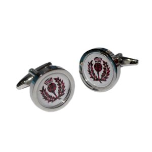 Royal Stewart Tartan Scottish Thistle Cufflinks