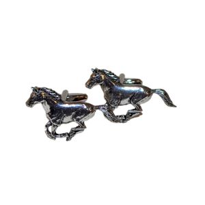 English Made Pewter Galloping Horse Equestrian Cufflinks