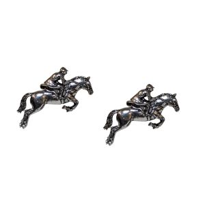 English Made Pewter Jockey on Horseback Equestrian Cufflinks