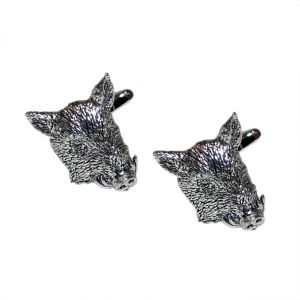 English Made Wild Boars Head Pewter Cufflinks