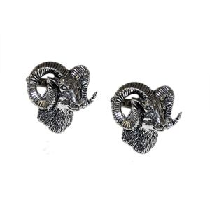 English Made Mouflon Rams Head Pewter Cufflinks