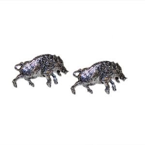 English Made Running Wild Boar Pewter Cufflinks