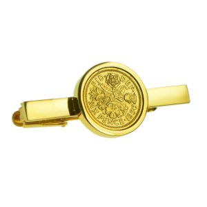 Lucky Sixpence Tie Clip Silver or Gold finish