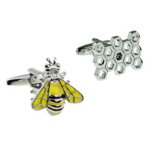 Honey Bumble Bee & Honeycomb mixed pair of cufflinks