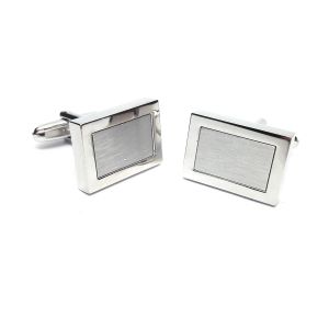 Brushed Silver Rectangular Classic Cufflinks