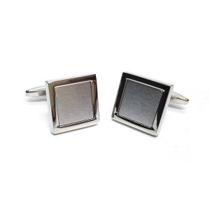 Rhodium plated brushed Finish Classic Cufflinks