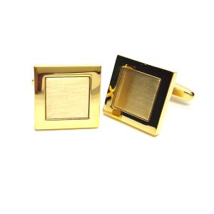 Polished & Brushed Gold Plated Classic Cufflinks