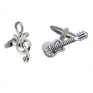 Music, Guitar & Treble Clef note mixed pair of cufflinks