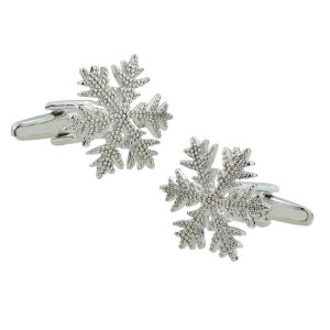 Silver Coloured Snowflake Christmas Cufflinks