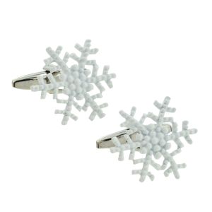 White Snowflake Christmas Winter Cufflinks