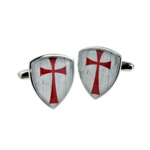Ornate Knights Templar Cross Shield Cufflinks