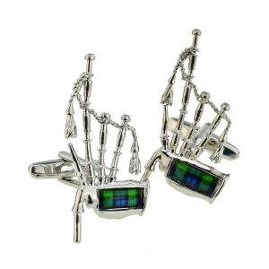 MacKenzie Tartan Bagpipes Scottish Cufflinks