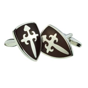 Brown Knights Shield Museum Cufflinks