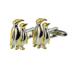 Two Tone Gold & Silver Penguins Cufflinks