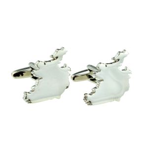 Outline Map of Ireland Irish Republic only Rhodium Plated Cufflinks
