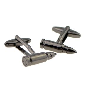 Gunmetal Finish Bullet Cufflinks