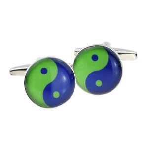 Green & Blue Yin & Yang Cufflinks