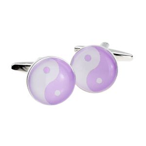 Pink & White Yin & Yang Cufflinks