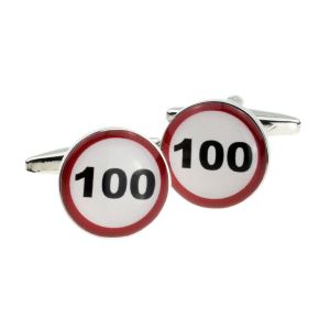 100 Road Sign Birthday Ages Cufflinks