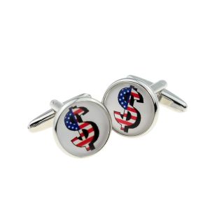 Stars & Stripes Dollar Sign Round Cufflinks