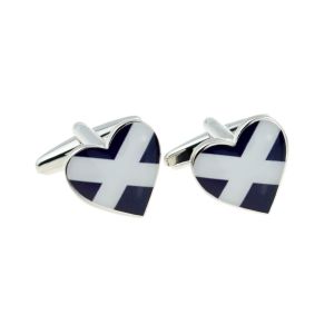 Saltire, Scottish Cross of St Andrews Flag Heart Cufflinks