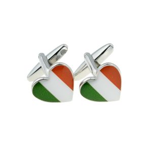 Irish Tricolour Eire Irelands Flag Heart Cufflinks