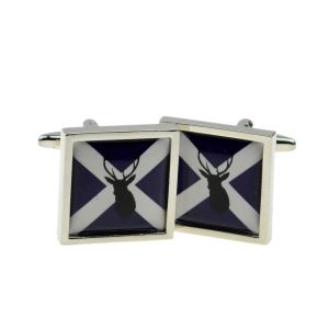 Cufflinks Scottish Saltire Flag with Stag design