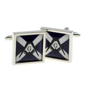 Cufflinks Scottish Saltire Flag with Masonic G design