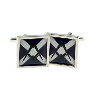 Cufflinks Scottish Saltire Flag with Masonic (no G) design