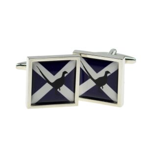 Cufflinks Scottish Saltire Flag with Pheasant Game Bird design