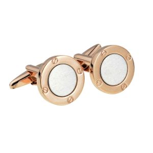 Rose Gold and Silver Two Tone Porthole Style Cufflinks (engravable)