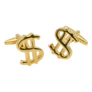 Gold Plated Dollar $ Money Cufflinks