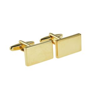 Deluxe Gold Rectangle Cufflinks (20 x 12 x 3mm engravable)