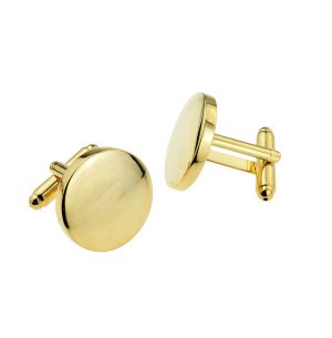 Gold Round Dome Shaped 20mm Rhodium Plated Cufflinks (engravable)