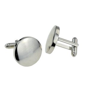Round Dome Shaped 20mm Rhodium Plated Cufflinks (engravable)