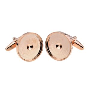 Unboxed Rose Gold Plated Cufflinks Bezel Cabochon Recess to hold Decimal Half Penny