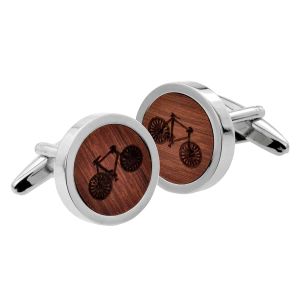 Wooden insert Bicycle Design Cufflinks