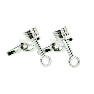 Rhodium Plated Single Piston Design Cufflinks