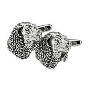 English Made Spaniel Dogs Head Pewter Cufflinks