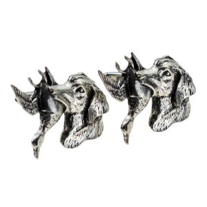 English Made Pewter Retriever Dog carrying Duck Cufflinks